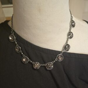 Monet Silver Necklace with Crystal Accents